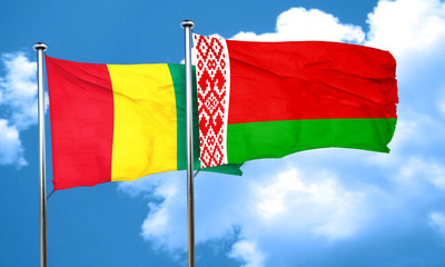 Guinea flag with Belarus flag, 3D rendering