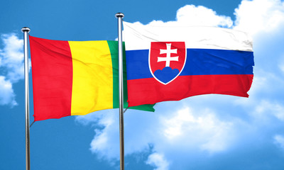 Guinea flag with Slovakia flag, 3D rendering