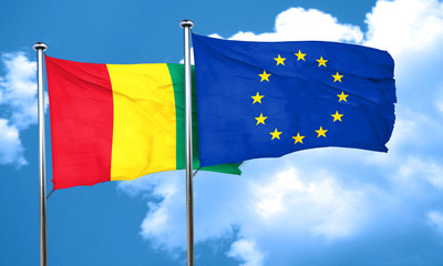 Guinea flag with european union flag, 3D rendering