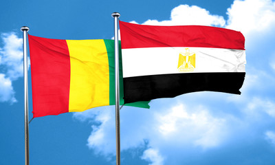 Guinea flag with egypt flag, 3D rendering