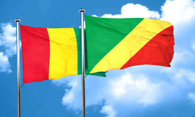 Guinea flag with congo flag, 3D rendering