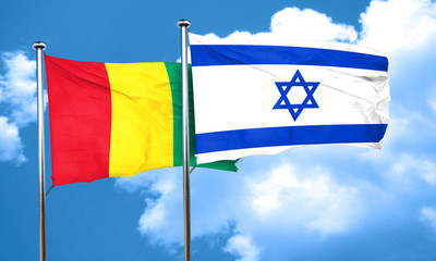 Guinea flag with Israel flag, 3D rendering