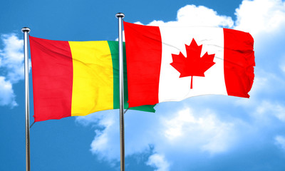 Guinea flag with Canada flag, 3D rendering