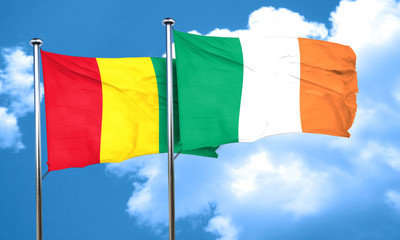 Guinea flag with Ireland flag, 3D rendering