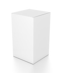 White vertical rectangle blank box from top side angle.