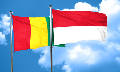 Guinea flag with Indonesia flag, 3D rendering