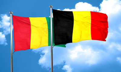 Guinea flag with Belgium flag, 3D rendering
