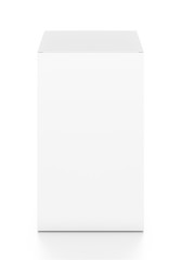 White tall vertical rectangle blank box from top front angle.