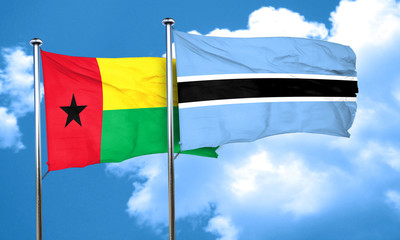 Guinea bissau flag with Botswana flag, 3D rendering