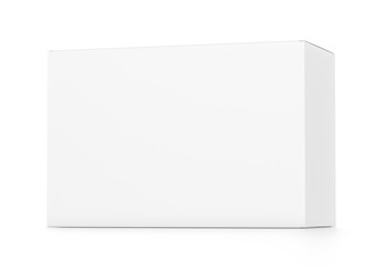 White wide horizontal rectangle box from front far side angle.