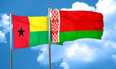 Guinea bissau flag with Belarus flag, 3D rendering