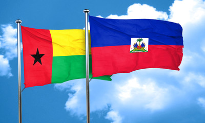Guinea bissau flag with Haiti flag, 3D rendering
