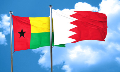 Guinea bissau flag with Bahrain flag, 3D rendering