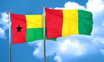 Guinea bissau flag with Guinea flag, 3D rendering