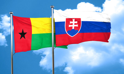Guinea bissau flag with Slovakia flag, 3D rendering