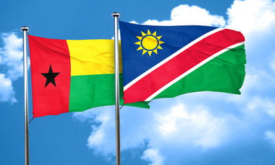 Guinea bissau flag with Namibia flag, 3D rendering
