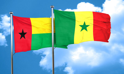 Guinea bissau flag with Senegal flag, 3D rendering