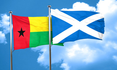 Guinea bissau flag with Scotland flag, 3D rendering