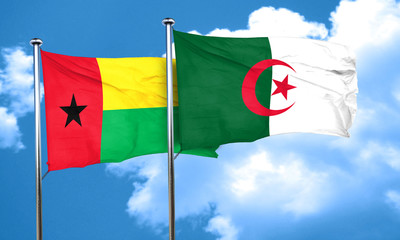 Guinea bissau flag with Algeria flag, 3D rendering