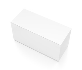 White wide horizontal rectangle blank box from top side angle.