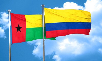 Fototapeta na wymiar Guinea bissau flag with Colombia flag, 3D rendering