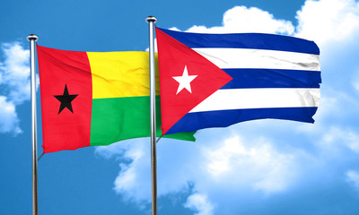 Guinea bissau flag with cuba flag, 3D rendering