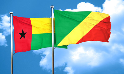 Guinea bissau flag with congo flag, 3D rendering