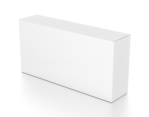 White wide horizontal rectangle blank box from top side angle.