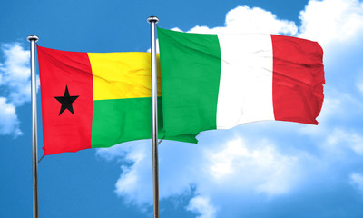 Guinea bissau flag with Italy flag, 3D rendering