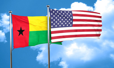 Guinea bissau flag with American flag, 3D rendering