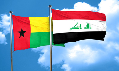 Guinea bissau flag with Iraq flag, 3D rendering