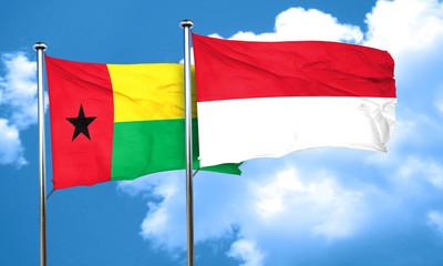 Guinea bissau flag with Indonesia flag, 3D rendering