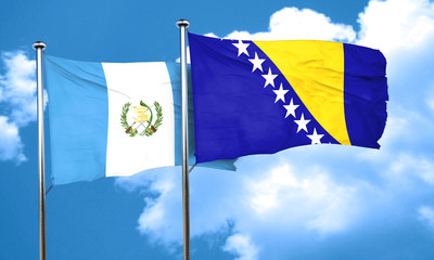 guatemala flag with Bosnia and Herzegovina flag, 3D rendering