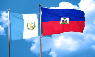 guatemala flag with Haiti flag, 3D rendering