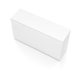 White wide horizontal rectangle blank box from top side angle.