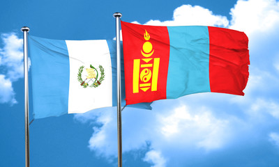 guatemala flag with Mongolia flag, 3D rendering
