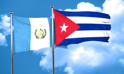 guatemala flag with cuba flag, 3D rendering