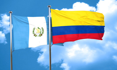 guatemala flag with Colombia flag, 3D rendering