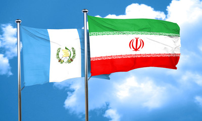 guatemala flag with Iran flag, 3D rendering