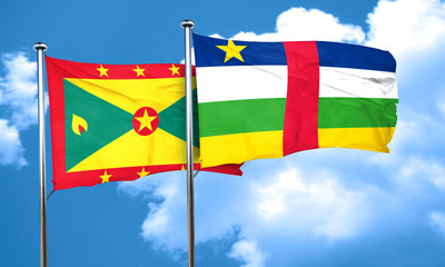 Grenada flag with Central African Republic flag, 3D rendering