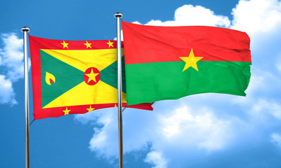 Grenada flag with Burkina Faso flag, 3D rendering