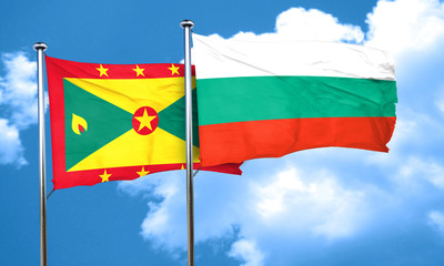 Grenada flag with Bulgaria flag, 3D rendering