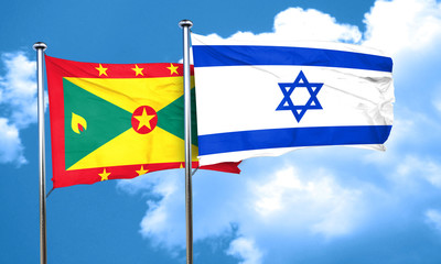 Grenada flag with Israel flag, 3D rendering