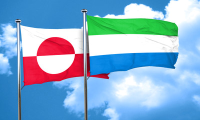 greenland flag with Sierra Leone flag, 3D rendering