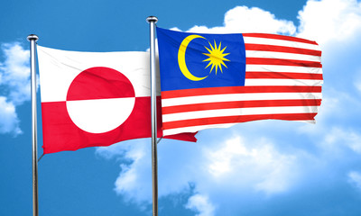 greenland flag with Malaysia flag, 3D rendering