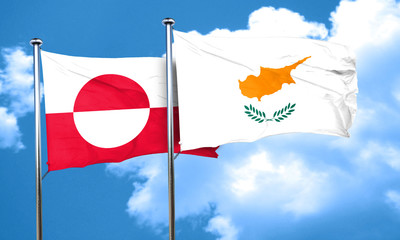 greenland flag with Cyprus flag, 3D rendering