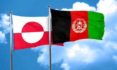 greenland flag with afghanistan flag, 3D rendering