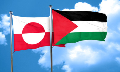 greenland flag with Palestine flag, 3D rendering