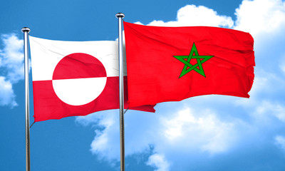 greenland flag with Morocco flag, 3D rendering