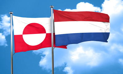greenland flag with Netherlands flag, 3D rendering